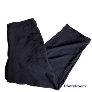 THEORY Genie‎ Pant Navy Dark Blue Large Ankle Mid Rise Straight Leg Crepe